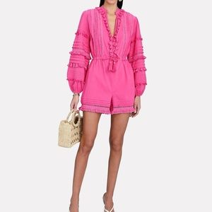 Intermix Women's Pink June Tassel 100% Cotton Romper Sz 0